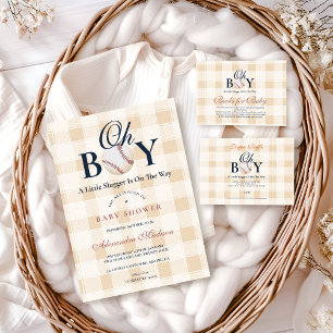Vintage Baseball Boys Baby Shower Registry Enclosure Card