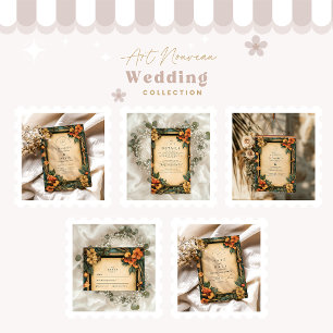 Burnt Orange Art Nouveau Wedding Thank You Card