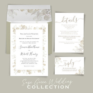Wedding Watercolor Greenery Sage Green Botanical Favour Box