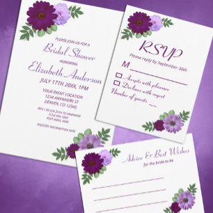 Purple Peony Floral Wedding Invitation