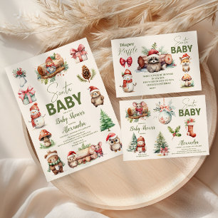 Santa Baby Woodland Winter Christmas Baby Shower Napkin