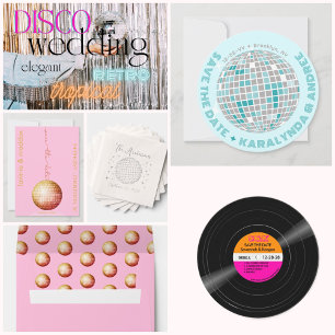 Elegant Disco Ball Teal Blue Wedding Envelope