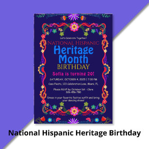 National Hispanic Heritage Birthday Colorful Flor Invitation