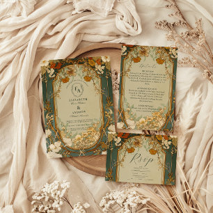 Art Nouveau Floral Wedding Celebration Invitation