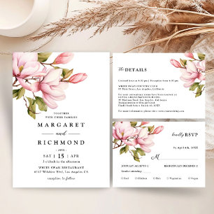 Pink Magnolia Elegant Watercolor Floral Wedding Napkin