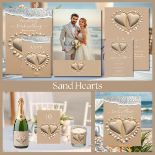 Beach Wedding-Sand Hearts Invitation