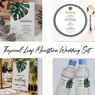 Tropical Palm Leaf Monstera Place Card