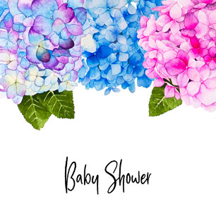 Watercolor Floral Pink Blue Baby Shower Invitation