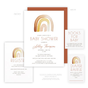 Cute Boho Rainbow Diaper Raffle Baby Shower Enclosure Card