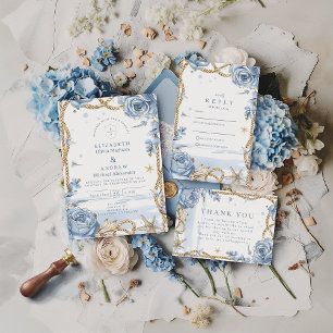 Blue Rose Coastal Rope Wedding Save The Date