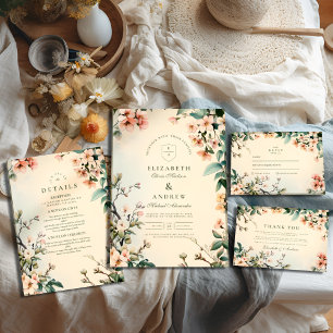 Romantic Floral Art Nouveau Wedding Invitation