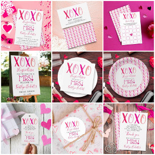 Hugs & Kisses (XOXO) Valentine's Day Bridal Shower Thank You Card