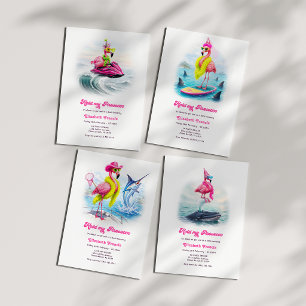 Funny Prosecco Flamingo Beach Bachelorette Weekend Invitation