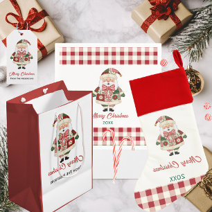Cute Personalized Santa Christmas Holiday Wrapping Paper