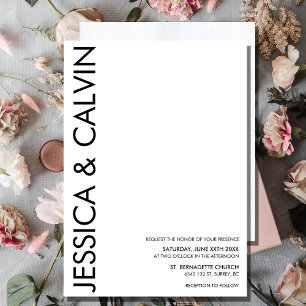 Black White Minimal Religious Wedding Invitation 