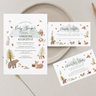 Woodland Animals Fall Baby Shower Diaper Raffle Enclosure Card