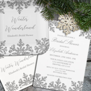 Silver Snowflake Winter Bridal Shower Invitation