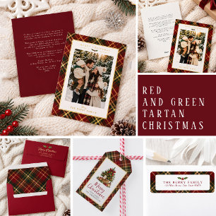 Merry Christmas Red Green Tartan  Gift Tags