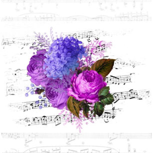 Elegant Vintage Sheet Music and Floral Wedding Invitation