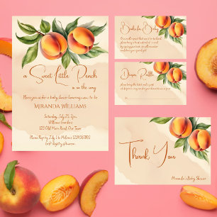 Sweet little peach baby shower books request enclosure card