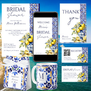 Amalfi Italian blue tiles lemons qr gift registry Enclosure Card