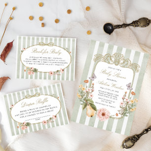 Floral Vintage Sage Green Diaper Raffle Enclosure Card