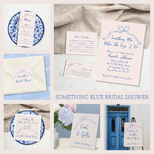 Bow Hand Drawn Something Blue Bridal Shower Classic Round Sticker
