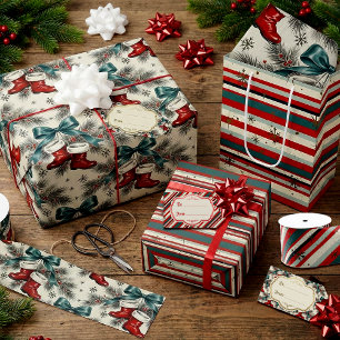 Vintage Christmas Santa’s Boots & Bows Satin Ribbon