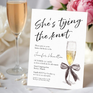 She's Tying the Knot   Black Bow Bridal Shower Invitation