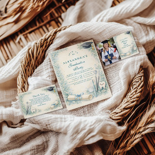 Soft Blue White Coat Dentist Graduation Party Invitation