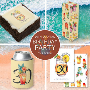 Girly Colourful Watercolor Cocktail Pattern Beach Towel