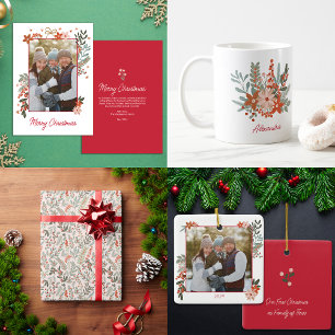 Floral Christmas Holiday Family Name  Coffee Mug