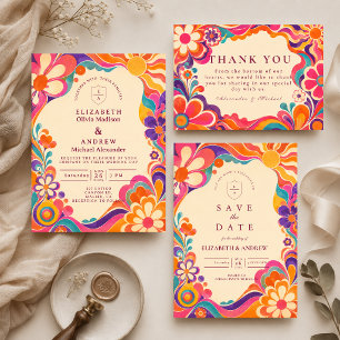 Groovy Retro 60s Wedding Invitation