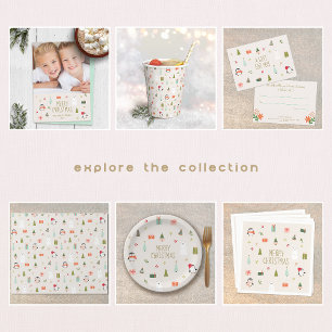 Cute Santa Christmas  Wreath Photo Card