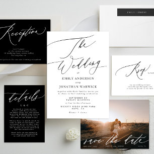Modern Black and White Simple Wedding Invitation