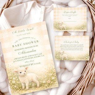 Vintage Little Lamb Meadow Flowers Books For Baby Enclosure Card