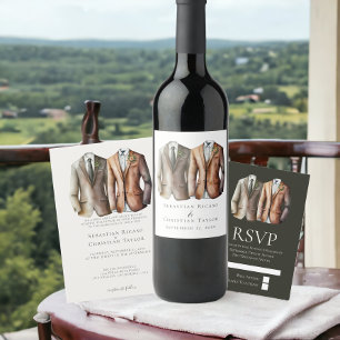 Elegant Gay Wedding Two Grooms in Suits Envelope