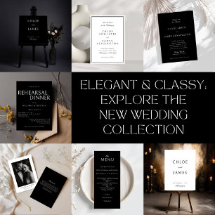Elegant Classic Formal Black Wedding Dinner Menu