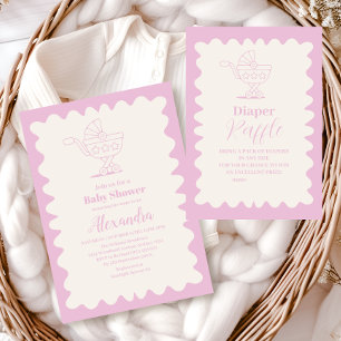 Retro Stroller Sketch Doodle Baby Shower Napkin