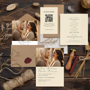 Elegant Modern Photo Custom Qr Code wedding Menu