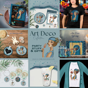 Roaring 20's Art Deco Blue Trim Playing Cards