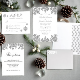 Silver Winter Snowflake Wedding Invitation