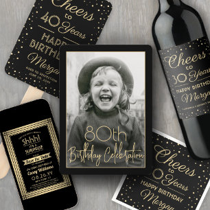 Downloadable Surprise Birthday Party Black & Gold Invitation