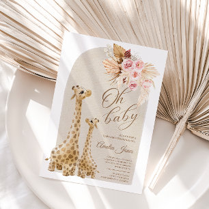Neutral Boho Pampas Grass Giraffe Books For Baby  Enclosure Card