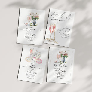 Pearls and Prosecco Pop Fizz Clink Bridal Shower Invitation
