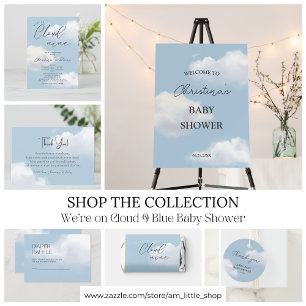 We're on Cloud 9 Blue Baby Shower Invitation