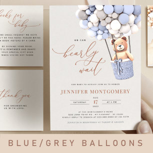 Bear Balloons Baby Shower All In One Invitation