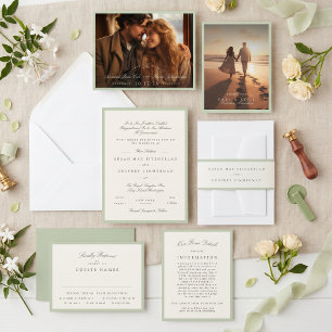 Pistachio Green Photo Wedding Thank You Card