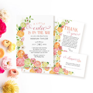 A Little Cutie is on the Way Citrus Baby Shower Invitation