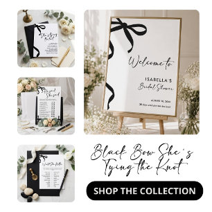 Black Bow Would She Rather Bridal Shower Game Invitation